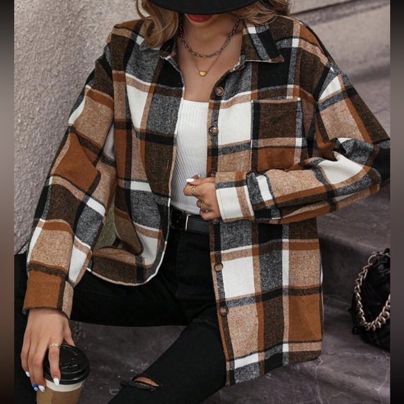 Boho Buffalo plaid coat jacket - Picture 1 of 6